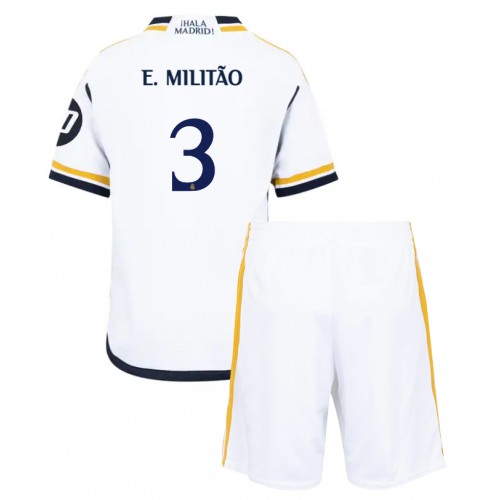 Dětský fotbalový dres Real Madrid Eder Militao #3 2023-24 Domácí Krátký Rukáv (+ trenýrky)